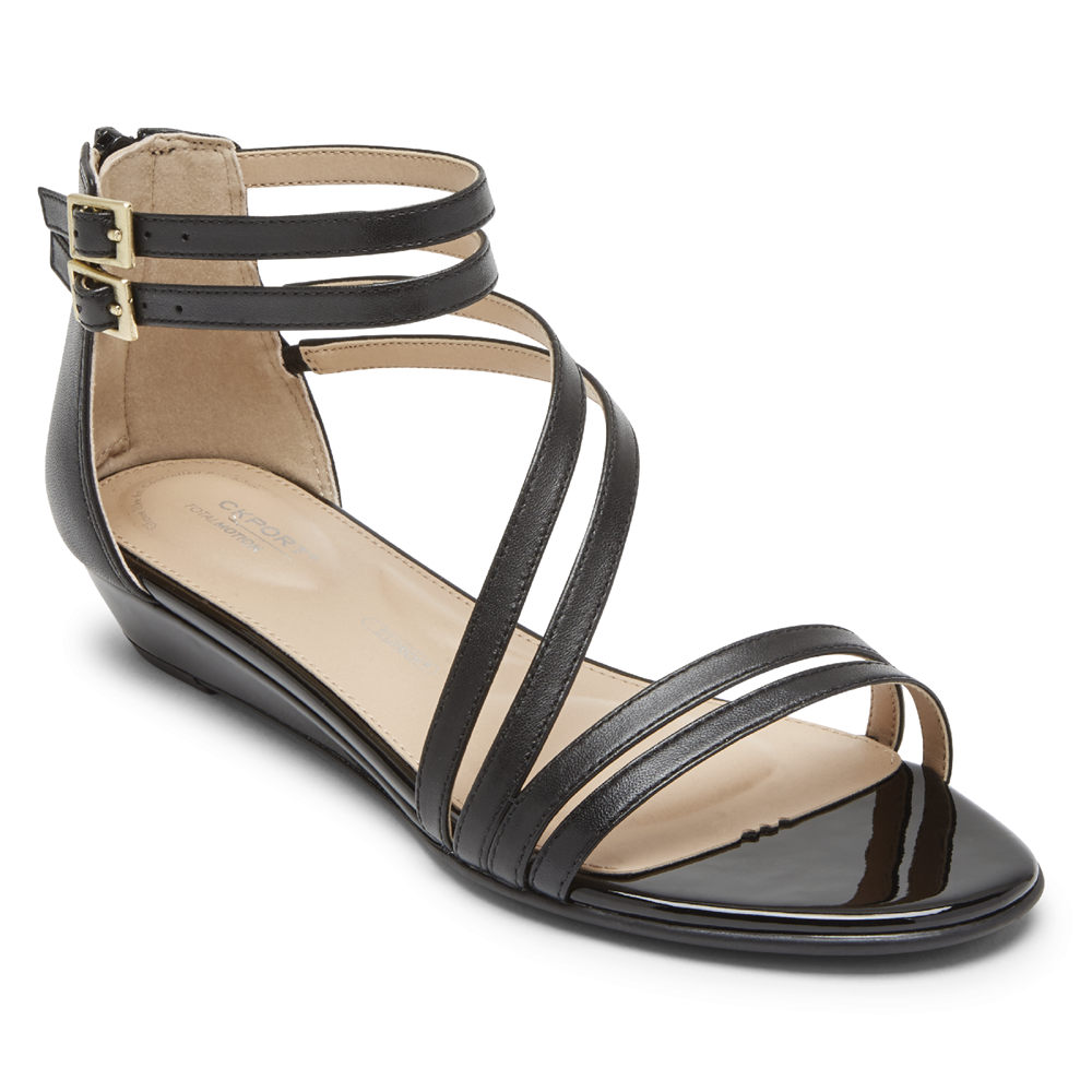 Rockport Womens Sandals Black - Total Motion Zandra Asymmetrical - UK 593-LPACRH